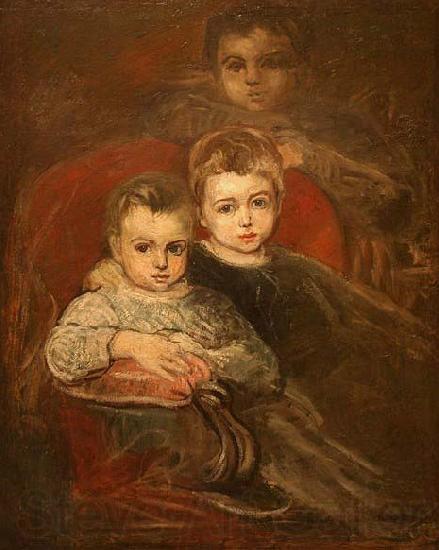 Karel Purkyne The Artist's Children Norge oil painting art